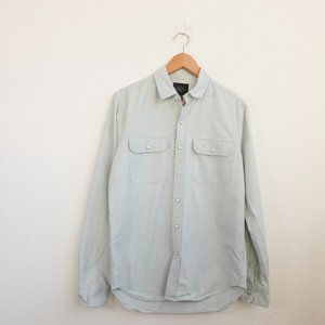 RIVAY Blue Mens Shirt Small Denim Pocket Light Pearl Snap Cabincore Barn USA